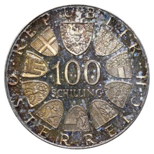 Rakúsko, 100 šilingov, rok 1979, Medzinárodné centrum vo Viedni