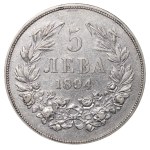 Bulharsko, 5 levů, rok 1894, KB