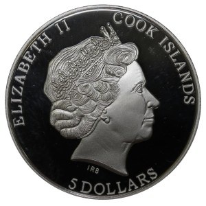 Cook Islands, 5 Dollars, 2013 year, Albrecht Durer: Rhinoceros