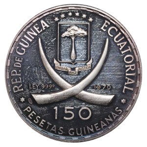 Equatorial Guinea, 150 Pesetas, 1970 year, Goddess Athena