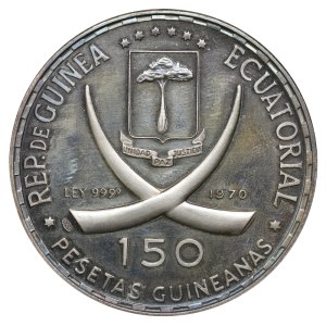Equatorial Guinea, 150 Pesetas, 1970 year, God Mercury