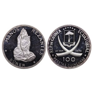 Equatorial Guinea, 100 Pesetas, 1970 year, Praying Hands - Albrecht Durer