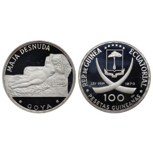 Equatorial Guinea, 100 Pesetas, 1970 year, La maja desnuda - Goya