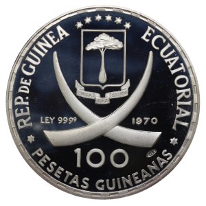 Equatorial Guinea, 100 Pesetas, 1970 year, La maja desnuda - Goya