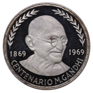 Equatorial Guinea, 75 Pesetas, 1969 year, 100th anniversary of the birth of Mahatma Gandhi