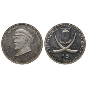 Equatorial Guinea, 75 Pesetas, 1970 year, 100th anniversary of the birth of Vladimir Lenin