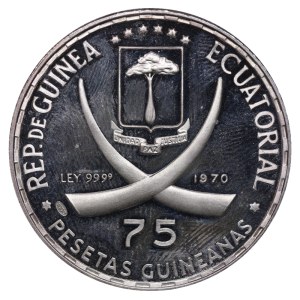 Equatorial Guinea, 75 Pesetas, 1970 year, Abraham Lincoln