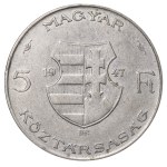 Maďarsko, 5 forintů, rok 1947, BP, Lajos Kossuth