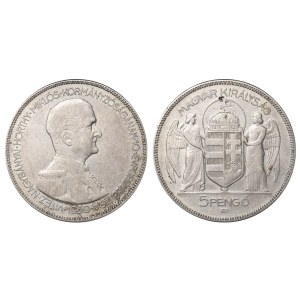 Ungheria, 5 pengo, 1930, BP, 10° anniversario – Reggenza dell’ammiraglio Horthy