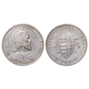 Ungheria, 5 pengo, 1938, 900° anniversario – Morte di Santo Stefano