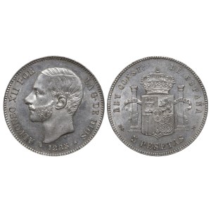 Spain, 5 Pesetas, 1885 year, M S M