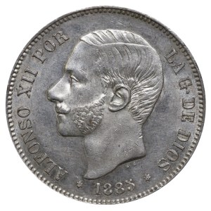 Spain, 5 Pesetas, 1885 year, M S M