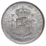 Španělsko, 5 peset, rok 1891, P G M