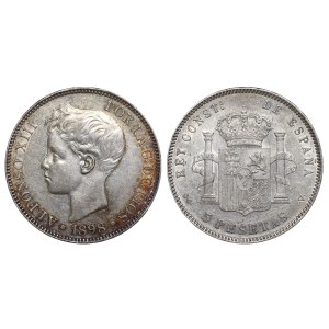 Španielsko, 5 pesiet, rok 1898, S G V