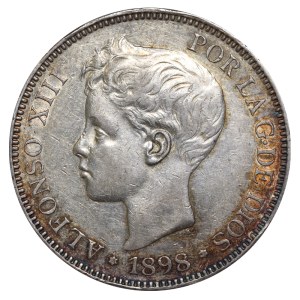 Španielsko, 5 pesiet, rok 1898, S G V