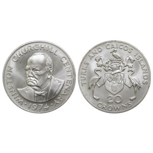 Turks and Caicos Islands, 20 Crowns, 1974 year, 100th Anniversary of the Birth of Winston Churchill