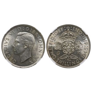 Spojené kráľovstvo, 2 šilingy, rok 1945, NGC, MS 62