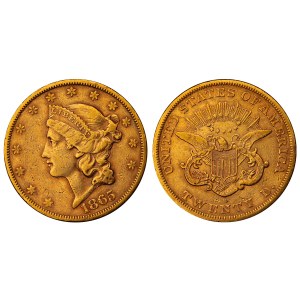 Spojené štáty, 20 dolárov, rok 1865, S