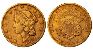 United States, 20 Dollars, 1865 year, S