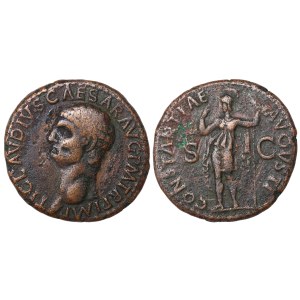 Roman Empire, Claudius Dupondius 50-54 AD (ND)