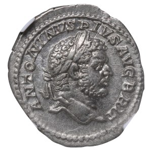 Roman Empire, Caracalla, Denarius, 215 AD (ND), NGC, AU