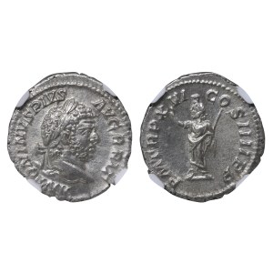 Roman Empire, Caracalla, Denarius, 213 AD (ND), NGC, Ch XF