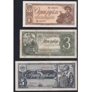 Russia - U.S.S.R., Set of 3 banknotes (1, 3, 5 Rubles), 1934, XF