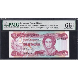 Bahamy, 3 dolary, 1974 (1984), Gem UNC 66 EPQ