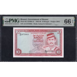 Brunei, 10 Ringgit, 1983-86, Gem UNC 66 EPQ