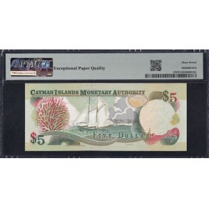 Kajmanské ostrovy, 5 dolarů, 1996, Superb Gem UNC 67 EPQ