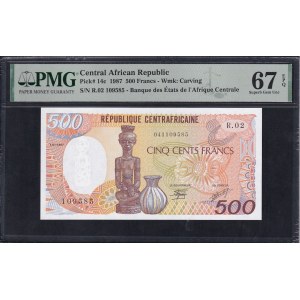 Central African Republic, 500 Francs, 1987, Superb Gem UNC 67 EPQ