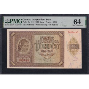 Croatia, 1000 Kuna, 1941, Choice UNC 64
