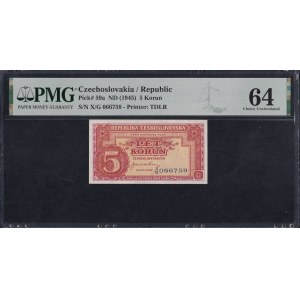 Czechoslovakia, 5 Korun, 1945, Choice UNC 64
