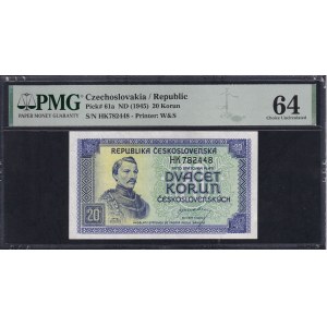 Czechoslovakia, 20 Korun, 1945, Choice UNC 64