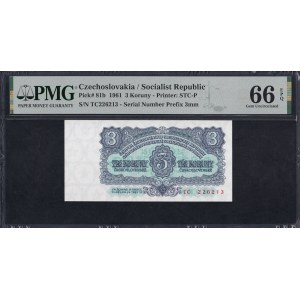 Tschechoslowakei, 3 Koruna, 1961, Gem UNC 66 EPQ