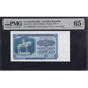 Czechoslovakia, 25 Korun, 1953, Gem UNC 65 EPQ