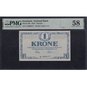 Denmark, 1 Krone, 1916, Choice About UNC 58