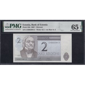 Estonia, 2 Krooni, 2007, Gem UNC 65 EPQ