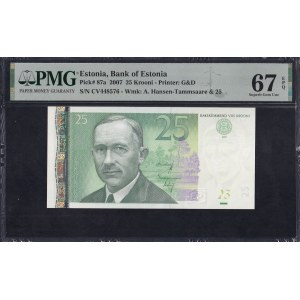 Estonia, 25 Krooni, 2007, Superb Gem UNC 67 EPQ