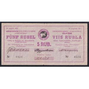 Estonia, 5 Rubles, 1941, F-VF, Port-Kunda