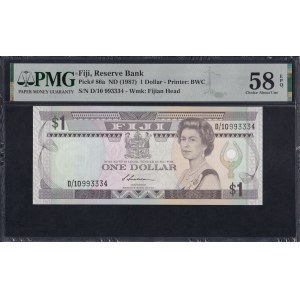 Fidži, 1 dolár, 1987, kvalita „Choice About UNC 58 EPQ“