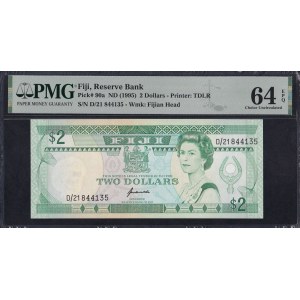 Fiji, 2 Dollars, 1995, Choice UNC 64 EPQ