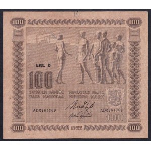 Finland, 100 Markkaa, 1922, F