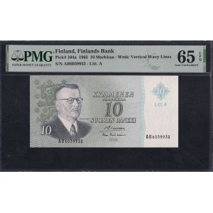 Finland, 10 Markkaa, 1963, Gem UNC 65 EPQ