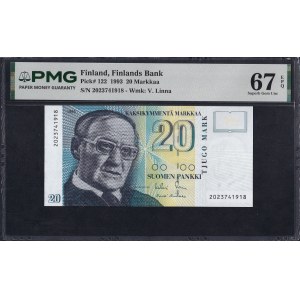 Finland, 20 Markkaa, 1993, Superb Gem UNC 67 EPQ