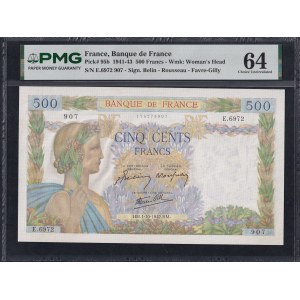 France, 500 Francs, 1941-43, Choice UNC 64