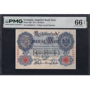 Německo, 20 marek, 1914, Gem UNC 66 EPQ