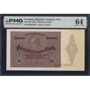 Německo, 5 milionů marek, 1923, výborný stav UNC 64