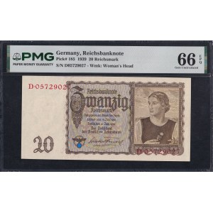 Germany, 20 Reichsmark, 1939, Gem UNC 66 EPQ