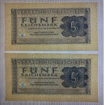 Germany, Set of 5 banknotes (5 Reichsmark), 1944, UNC